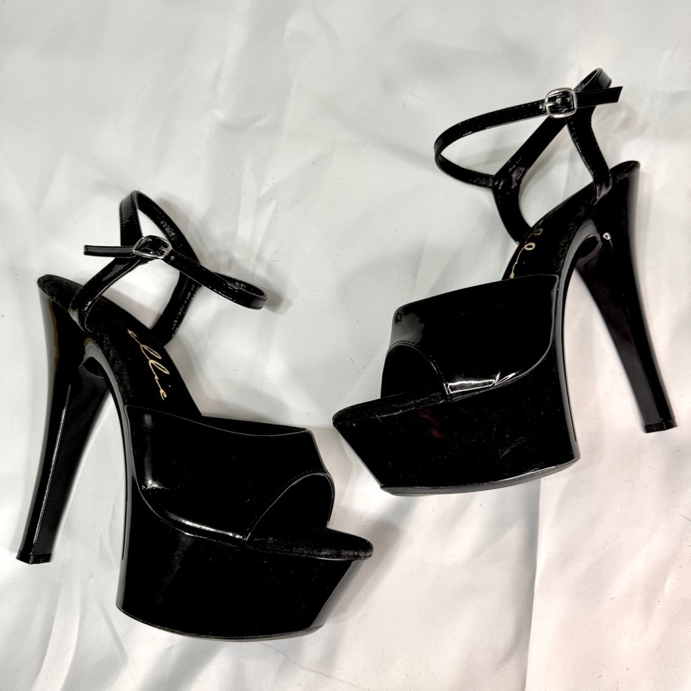 Ellie Black Strappy Platform Heels